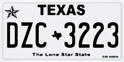 TX license plate DZC3223