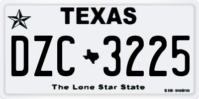 TX license plate DZC3225