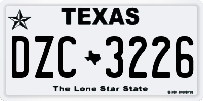 TX license plate DZC3226
