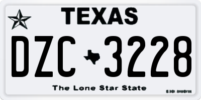 TX license plate DZC3228