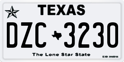TX license plate DZC3230