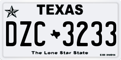 TX license plate DZC3233