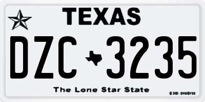 TX license plate DZC3235