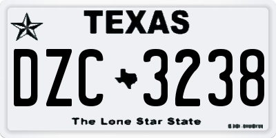 TX license plate DZC3238