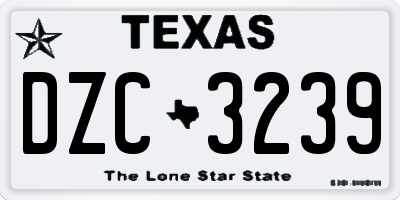 TX license plate DZC3239