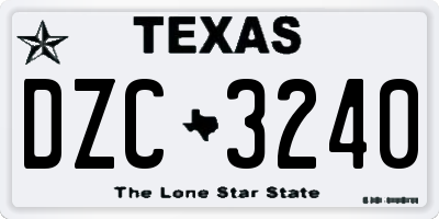 TX license plate DZC3240