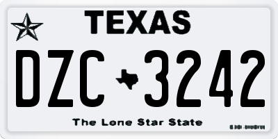 TX license plate DZC3242