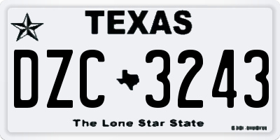 TX license plate DZC3243