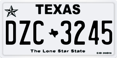 TX license plate DZC3245