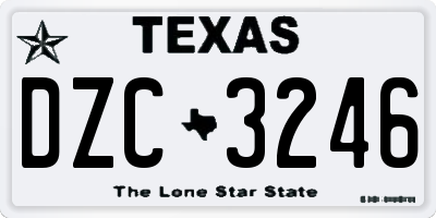 TX license plate DZC3246