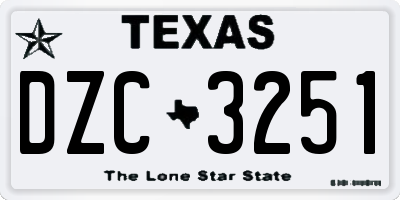 TX license plate DZC3251