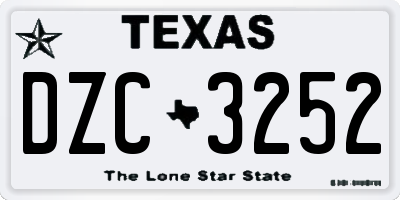 TX license plate DZC3252