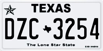 TX license plate DZC3254