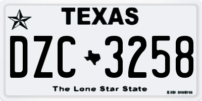 TX license plate DZC3258