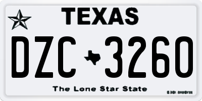 TX license plate DZC3260