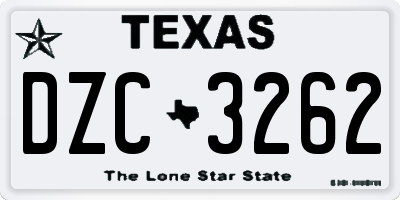 TX license plate DZC3262