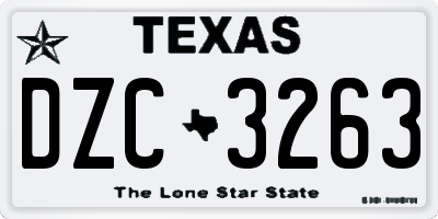 TX license plate DZC3263