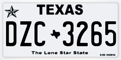 TX license plate DZC3265