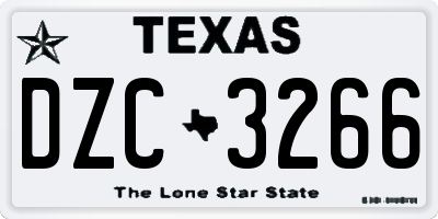 TX license plate DZC3266