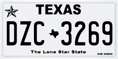 TX license plate DZC3269