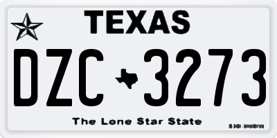 TX license plate DZC3273
