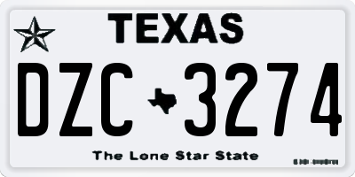 TX license plate DZC3274