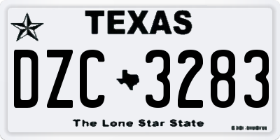 TX license plate DZC3283