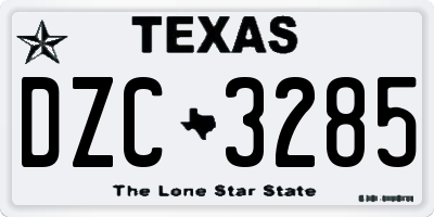 TX license plate DZC3285