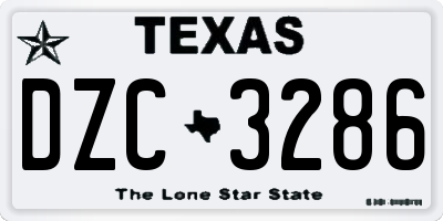 TX license plate DZC3286