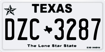 TX license plate DZC3287