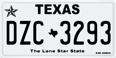 TX license plate DZC3293
