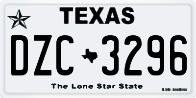 TX license plate DZC3296