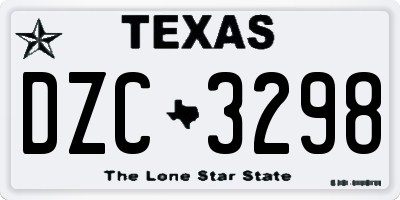 TX license plate DZC3298