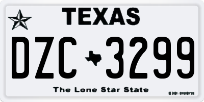 TX license plate DZC3299