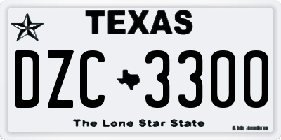 TX license plate DZC3300