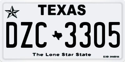TX license plate DZC3305