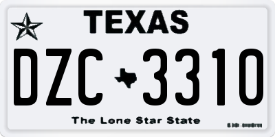 TX license plate DZC3310