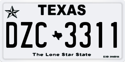 TX license plate DZC3311