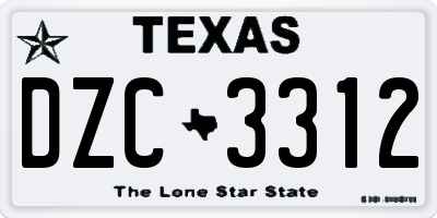TX license plate DZC3312