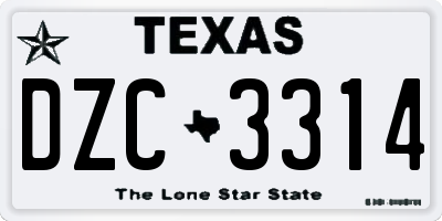 TX license plate DZC3314