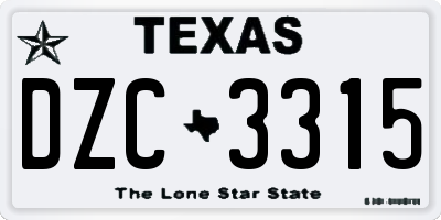 TX license plate DZC3315