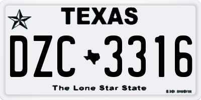 TX license plate DZC3316