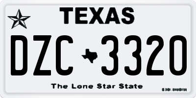 TX license plate DZC3320
