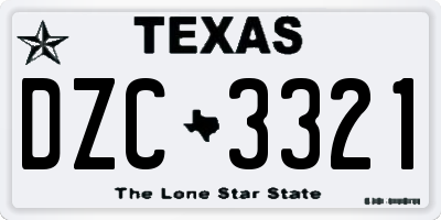 TX license plate DZC3321