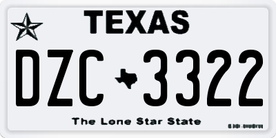 TX license plate DZC3322