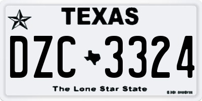 TX license plate DZC3324
