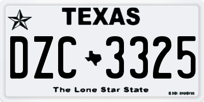 TX license plate DZC3325