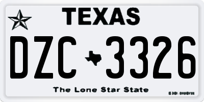 TX license plate DZC3326
