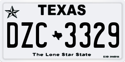 TX license plate DZC3329