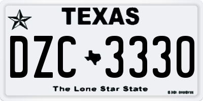 TX license plate DZC3330